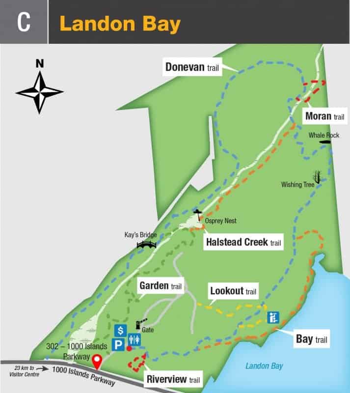 Landon Bay Trail Map Landon Bay Hiking Trails At The 1000 Islands National Park - Ontario Hiking