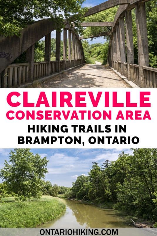 Claireville Conservation Area is one of the best places to go hiking in Brampton, Ontario. There are many side trails and varying scenery, like forests, wetlands, rolling hills, meadows, and creeks. Here's how to take a day hike in Brampton. #Hiking #Ontario #Canada #Brampton #HikingTrails
