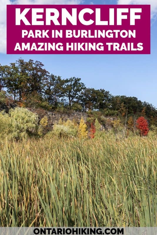 Kerncliff Park is one of the best places to go hiking in Burlington, Ontario. Kerncliff Park has its own trail system, plus it links to the Bruce Trail and its side trails. This is such a beautiful and scenic place to go hiking in Ontario, especially in the fall.
