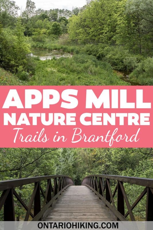 Apps Mill Nature Centre is an amazing place to go hiking in Brantford, Ontario. There's a loop trail around a pretty river and a historic old mill.