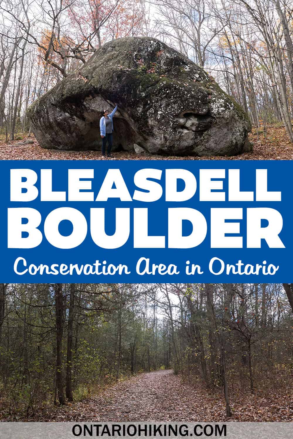 Bleasdell Boulder Conservation Area is home to one of the largest known glacial erratics in North America and a beautiful loop hiking trail.