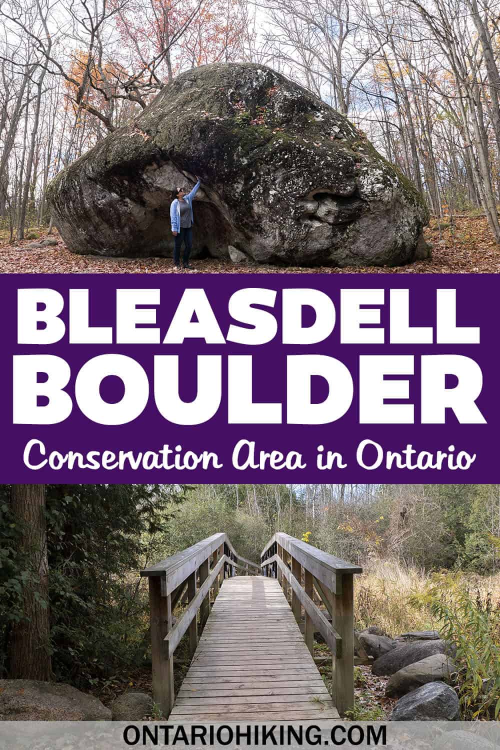 Bleasdell Boulder Conservation Area is home to one of the largest known glacial erratics in North America and a beautiful loop hiking trail.
