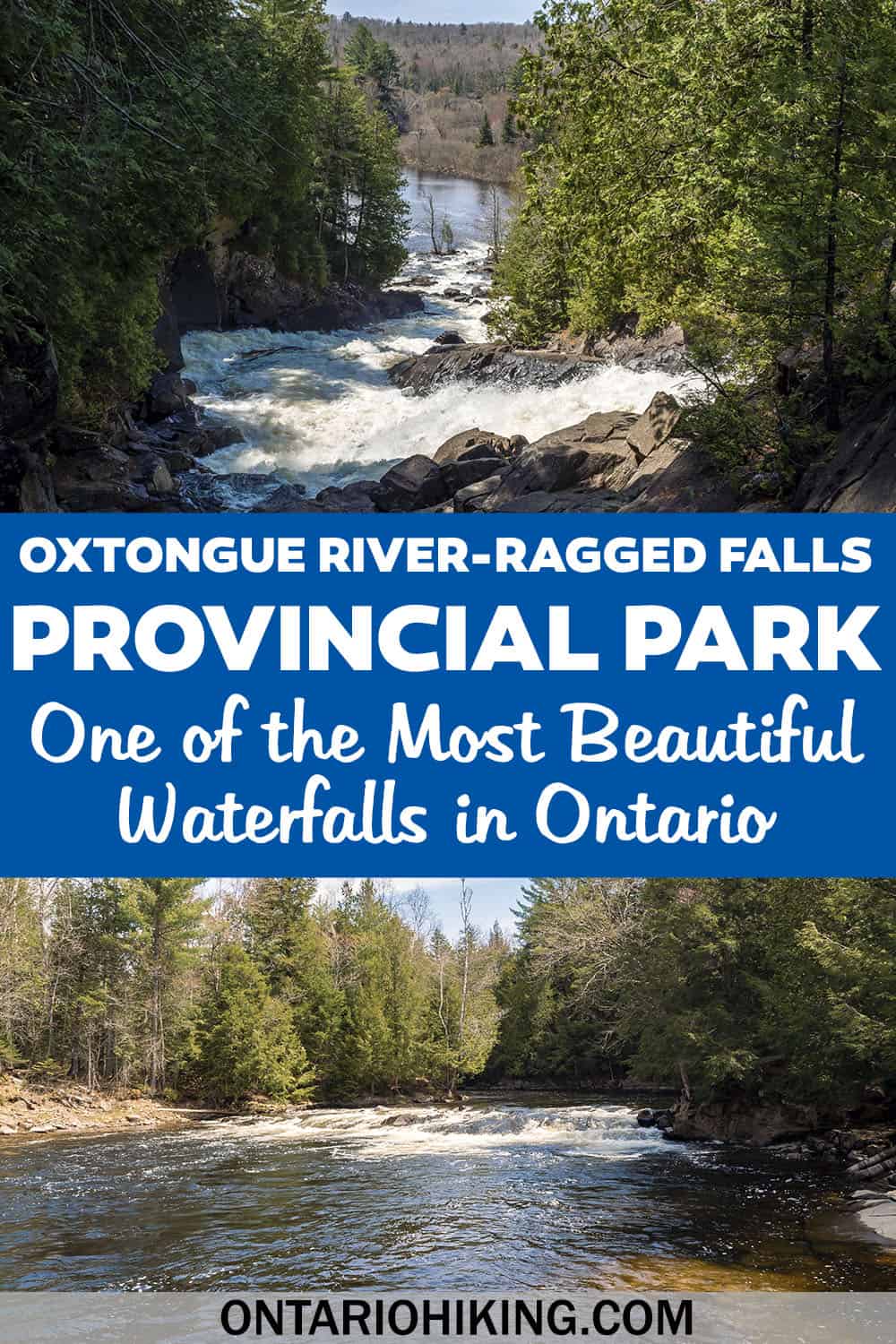 Oxtongue River-Ragged Falls Provincial Park is home to one of the best waterfalls in Ontario. It's a short hike with a big reward!