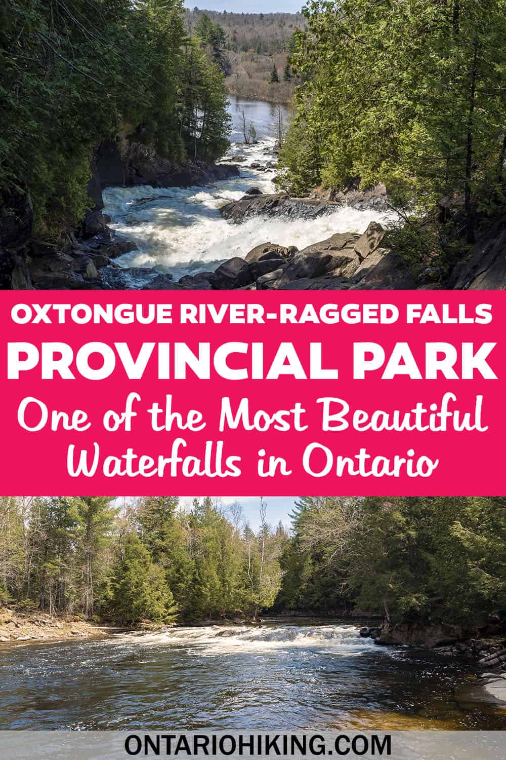 Oxtongue River-Ragged Falls Provincial Park is home to one of the best waterfalls in Ontario. It's a short hike with a big reward!