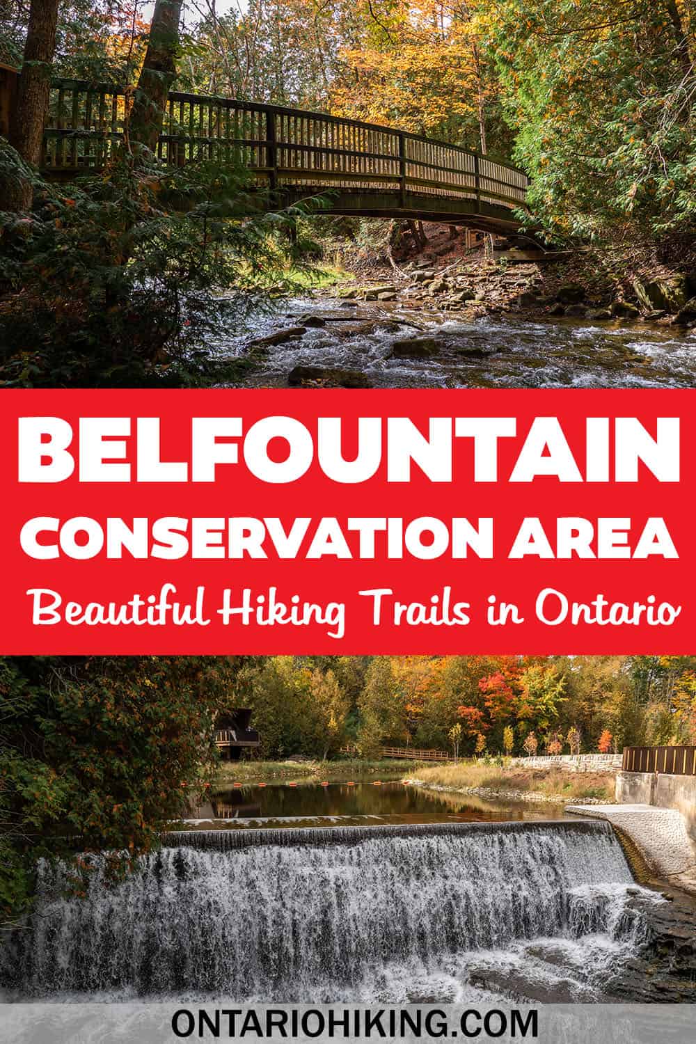 Belfountain Conservation Area is a picturesque place near Toronto to go for a hike. Beautiful bridges, trails, a waterfall, and more.