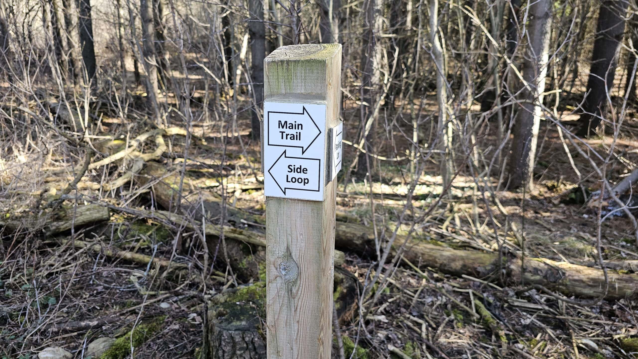 Sign post with main trail and side loop